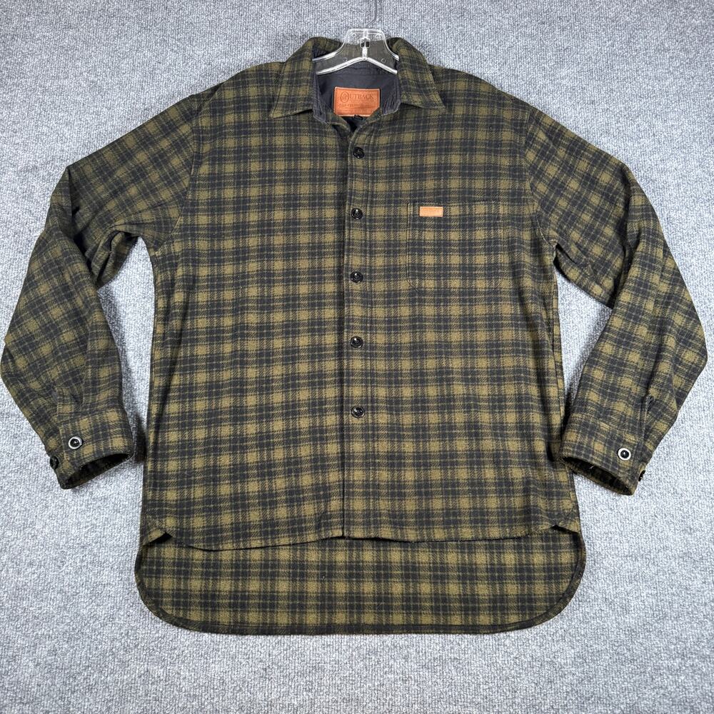 Outback Trading Co Men's M Bozeman Big Shirt Green Plaid Fleece Insulated 4803